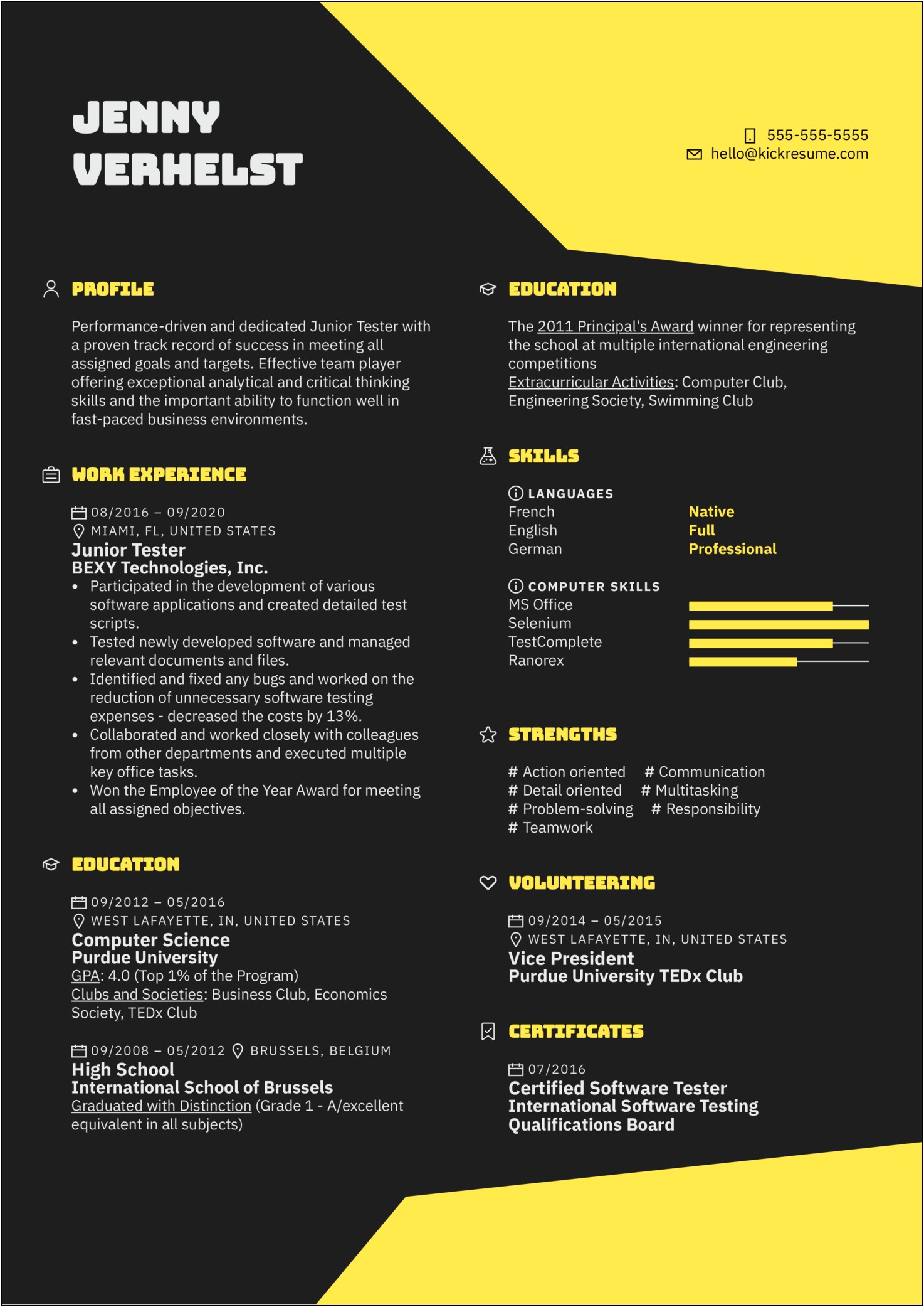 Sample Resume Of A Tester