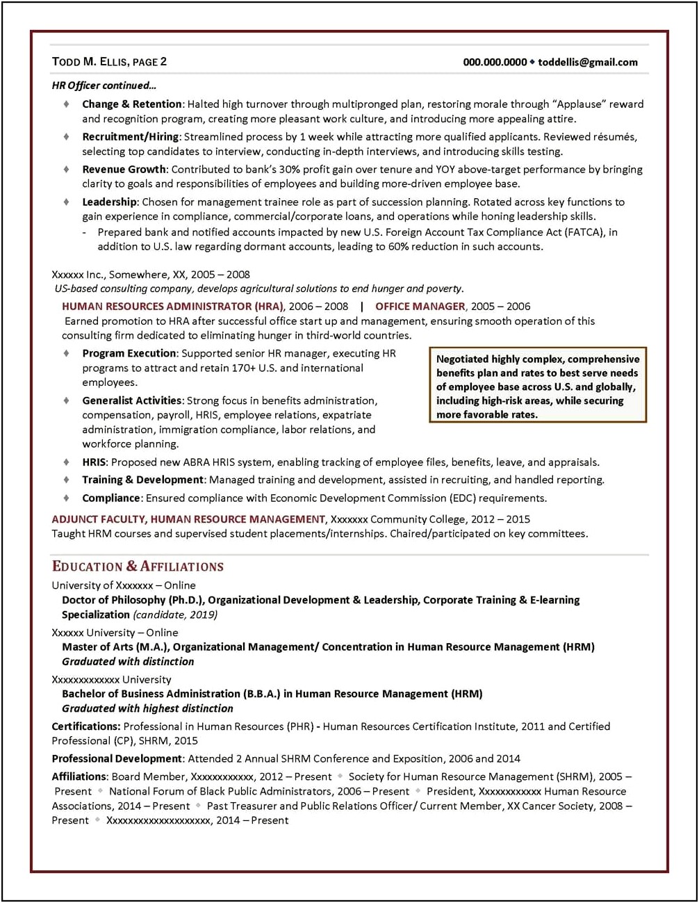 Sample Resume Of An Human Resource Manager
