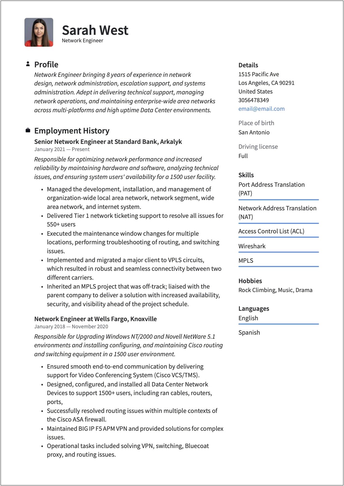 Sample Resume Of Cisco Engineer New Grad