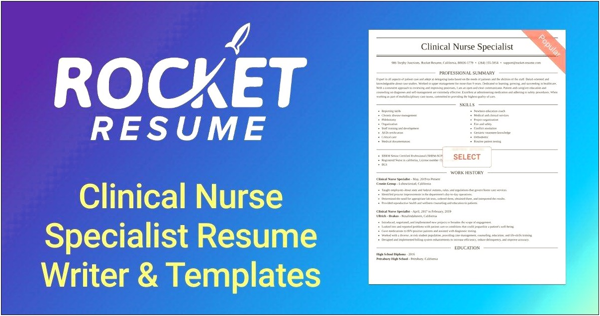 Sample Resume Of Clinical Nurse Specialist