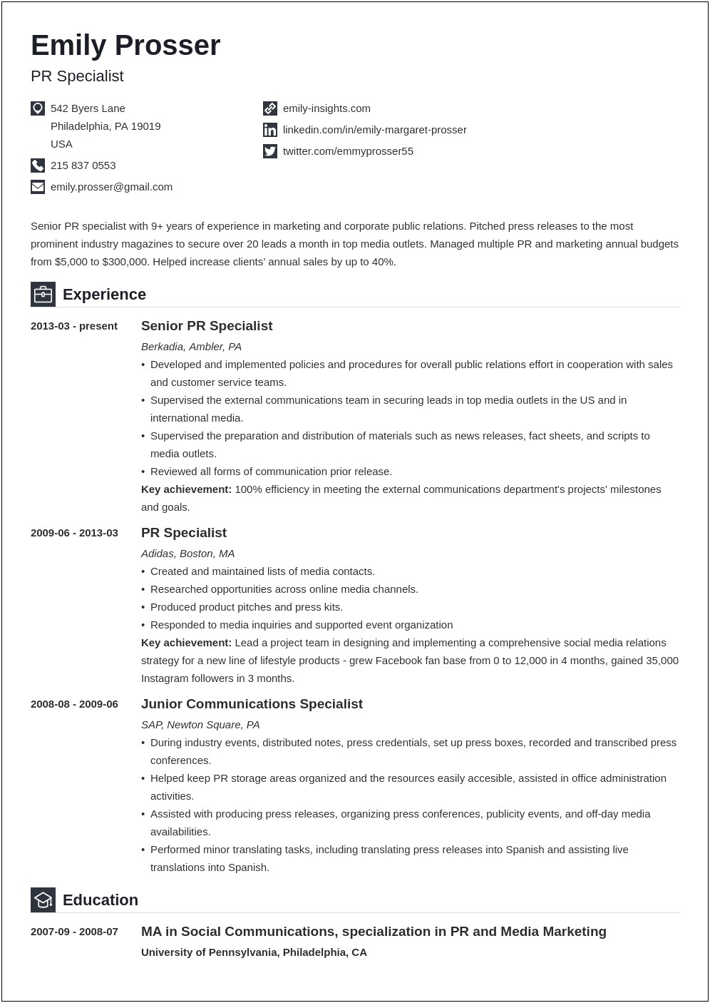 Sample Resume Of Corporate Communication Manager