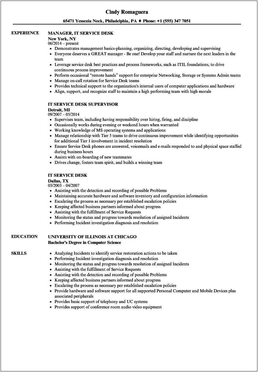 Sample Resume Of Help Desk Analyst