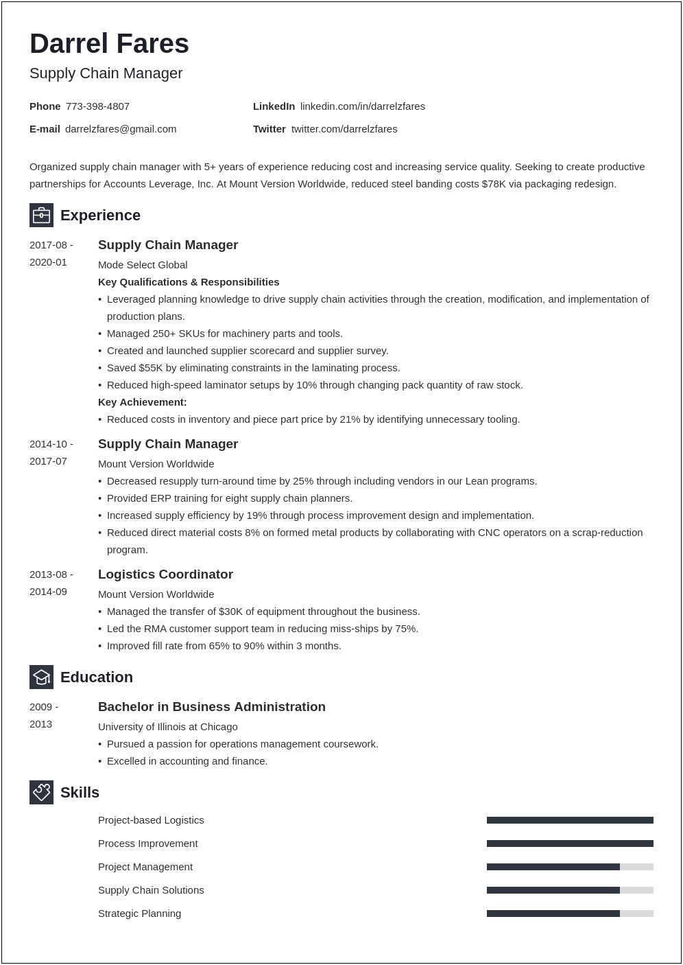 Sample Resume Of Logistics Operations Manager