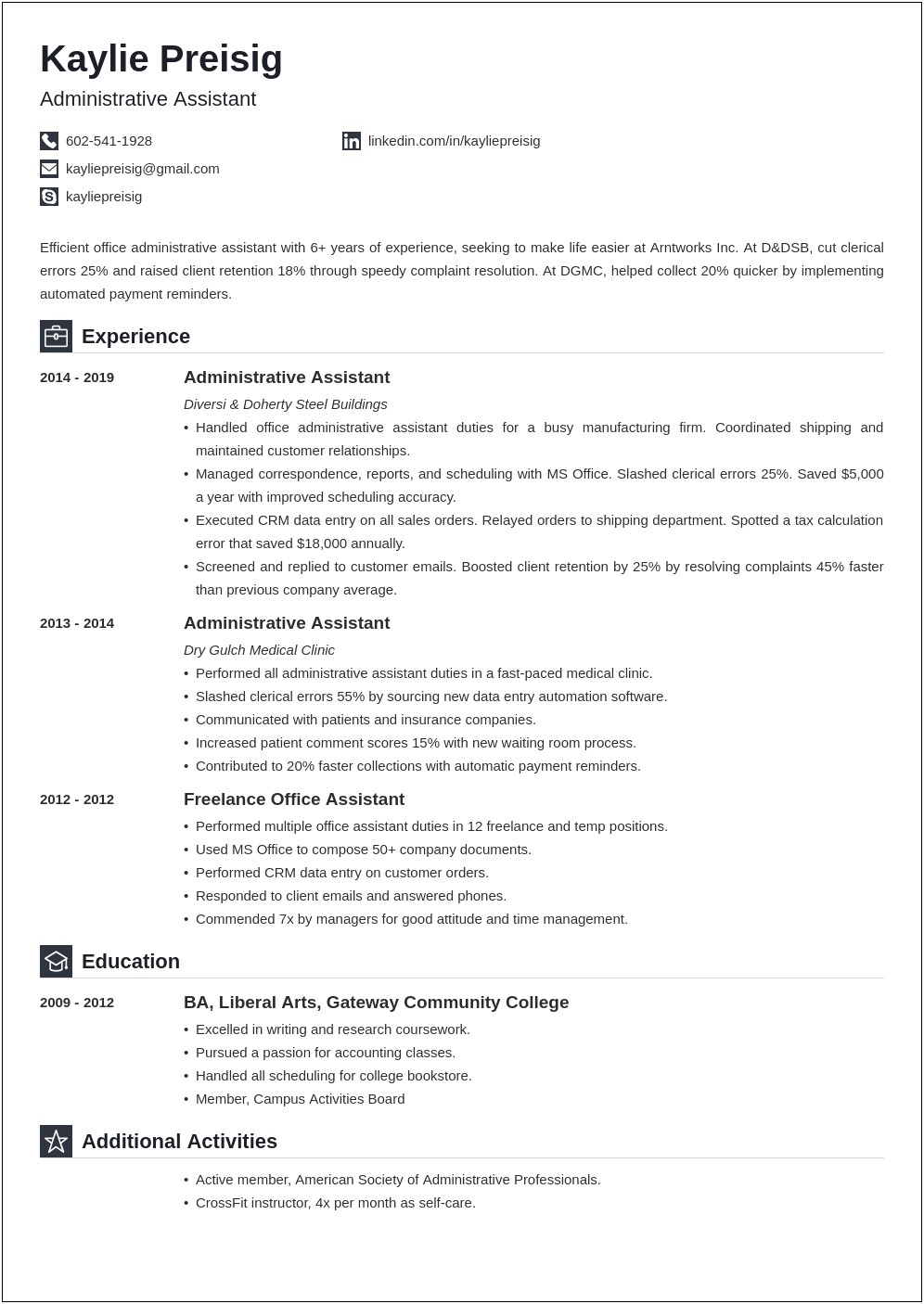 Sample Resume Of Medical Administrative Assistant