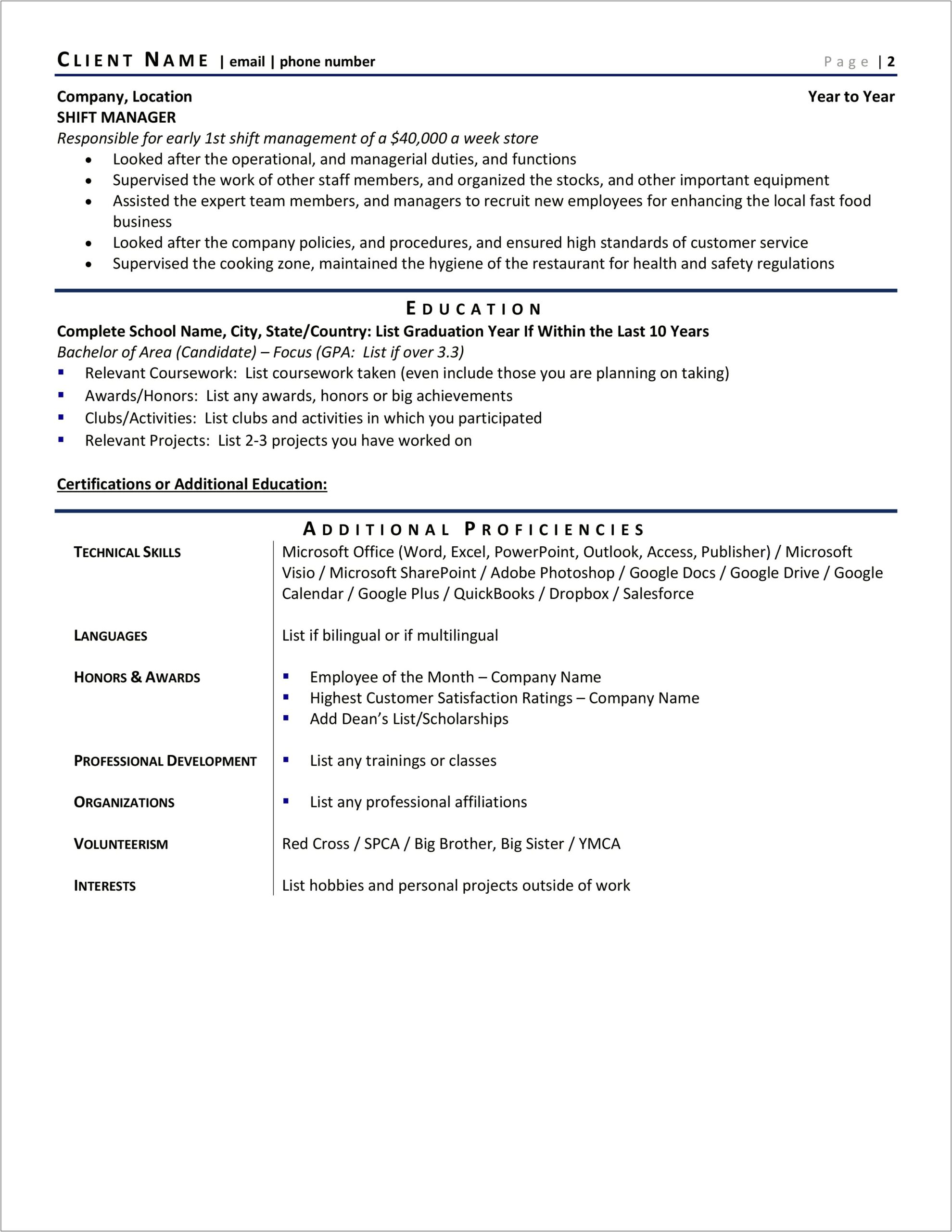 Sample Resume Of Self Employed Person