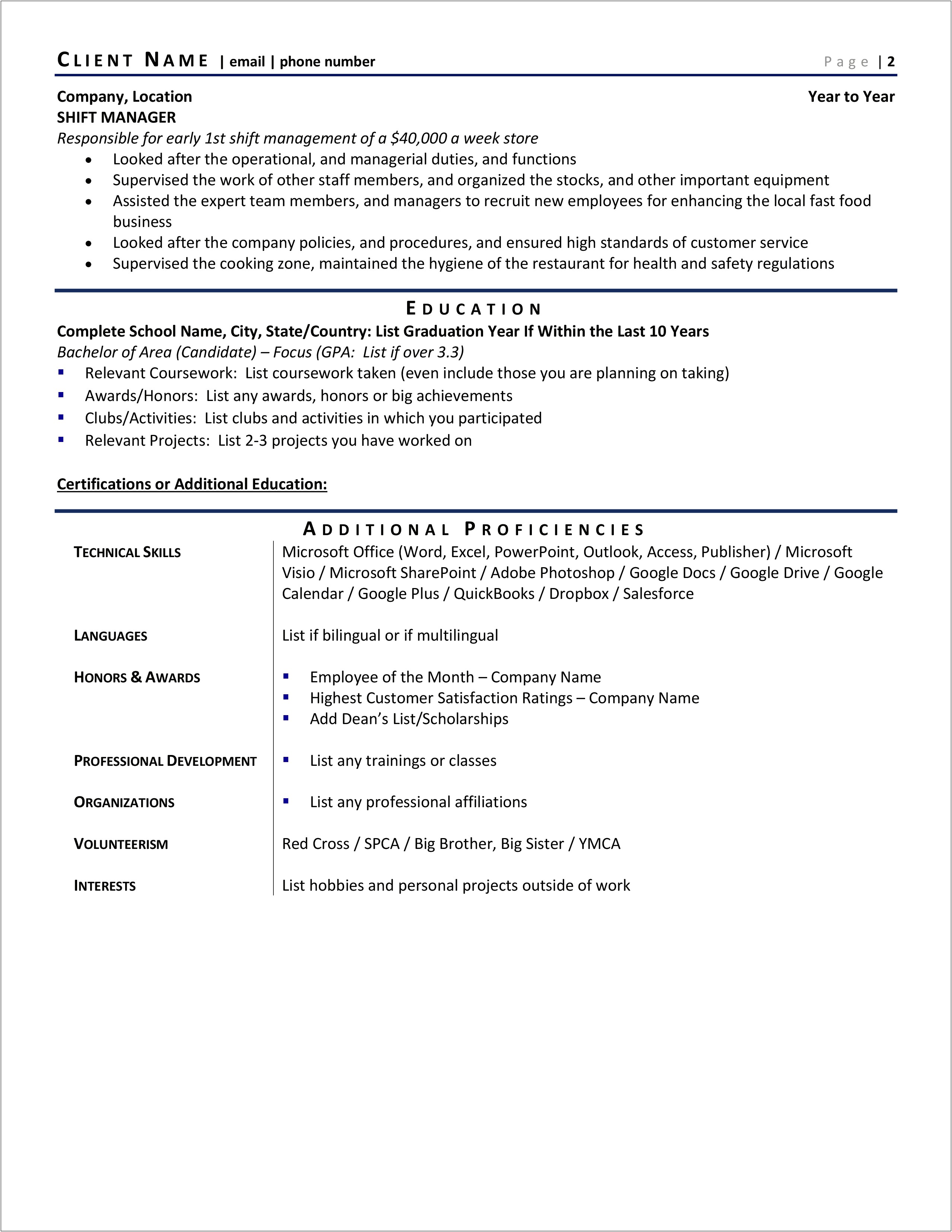 Sample Resume Of Self Employed Person