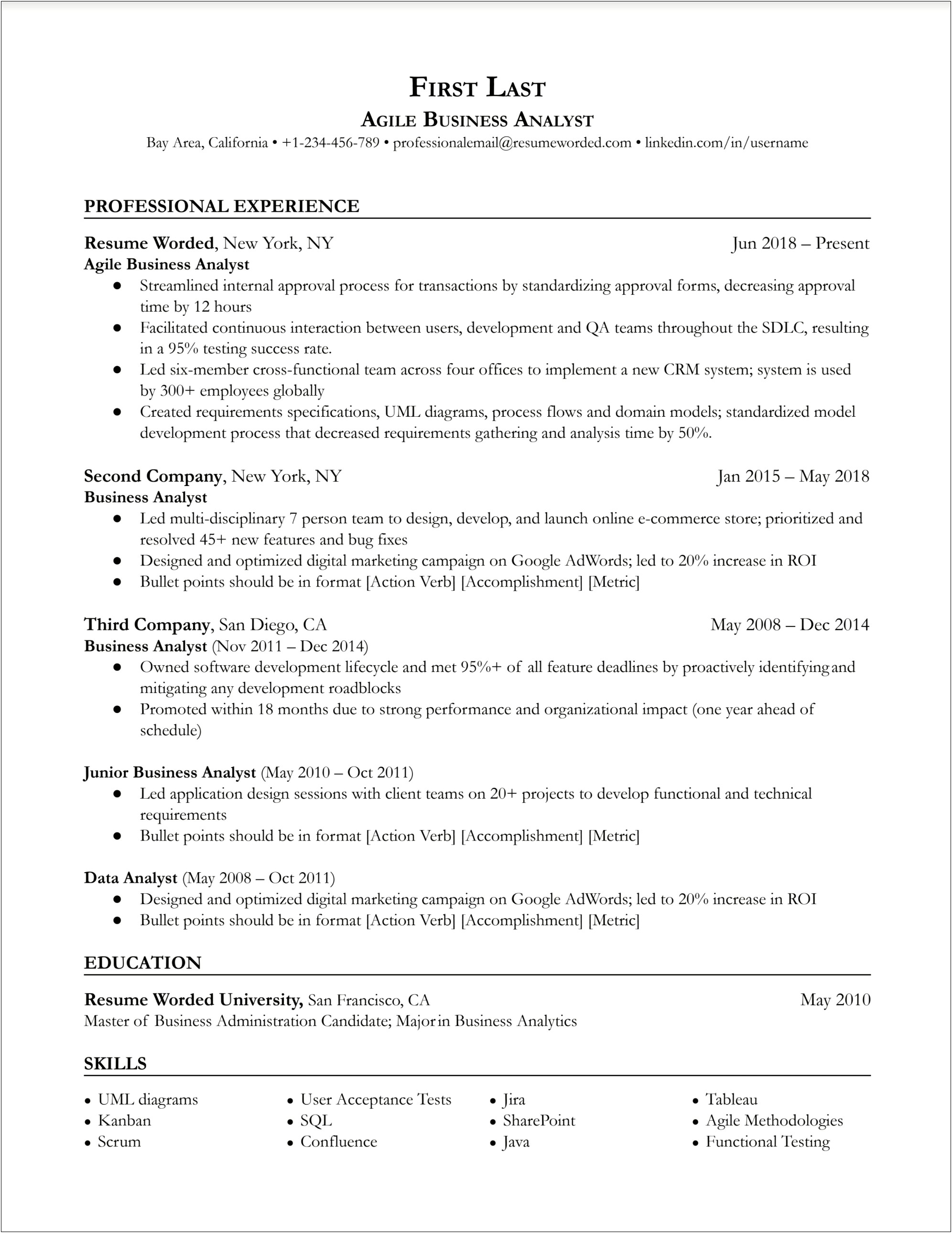 Sample Resume On Corporate Actions Analyst