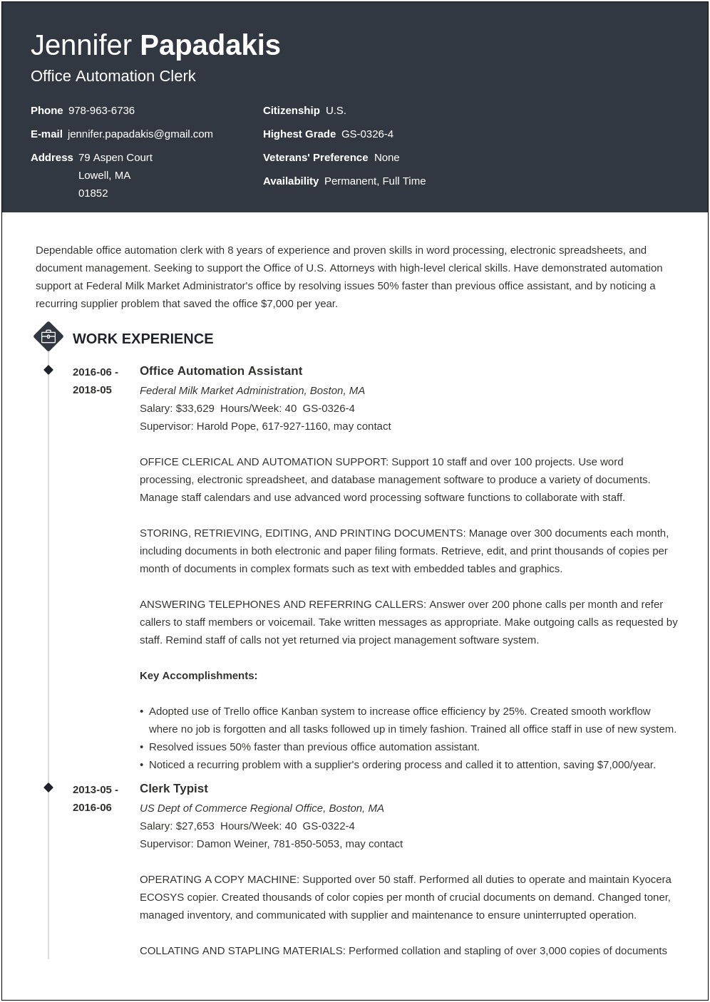 Sample Resume Project Manager Federal Goverment
