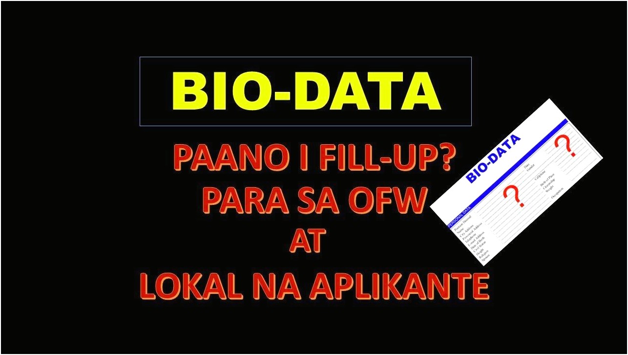 Sample Resume Tagalog Biodata Form Pdf