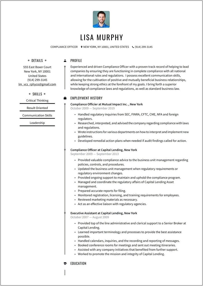Sample Resume With A Section On Accomplishments