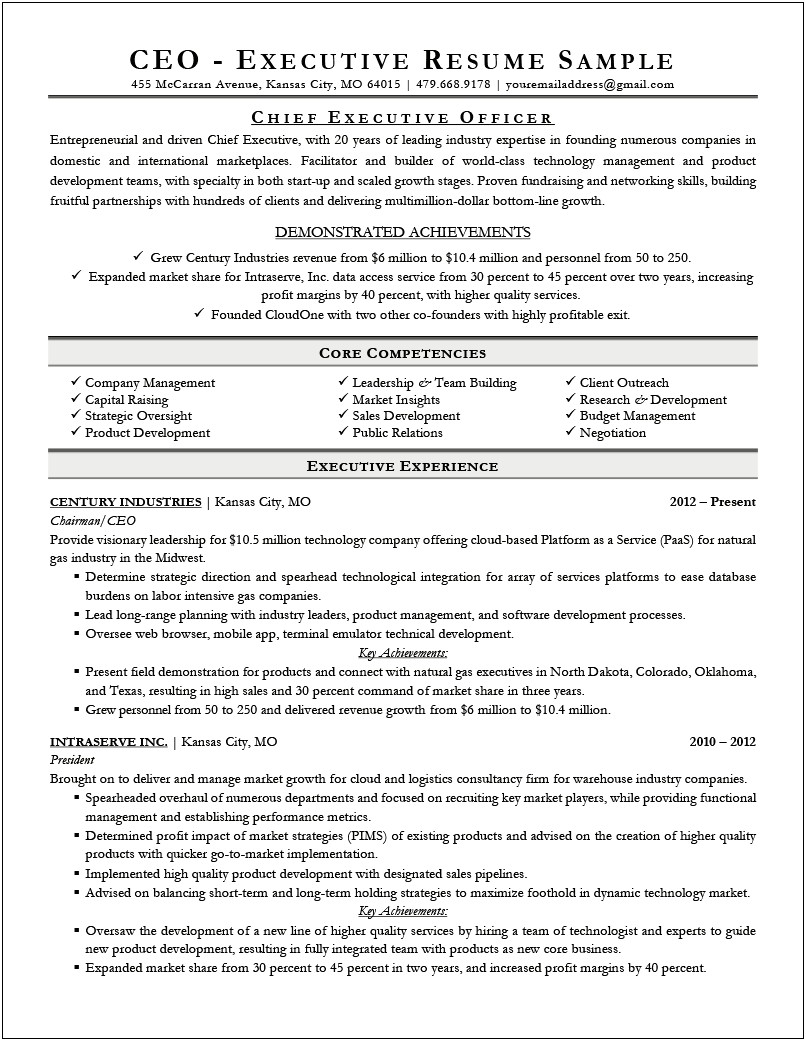 Sample Resume With Achievements Business Operations