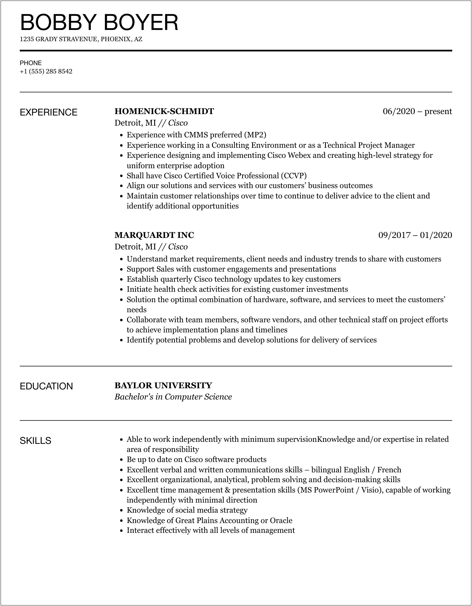 Sample Resume With Com Tia Credentials