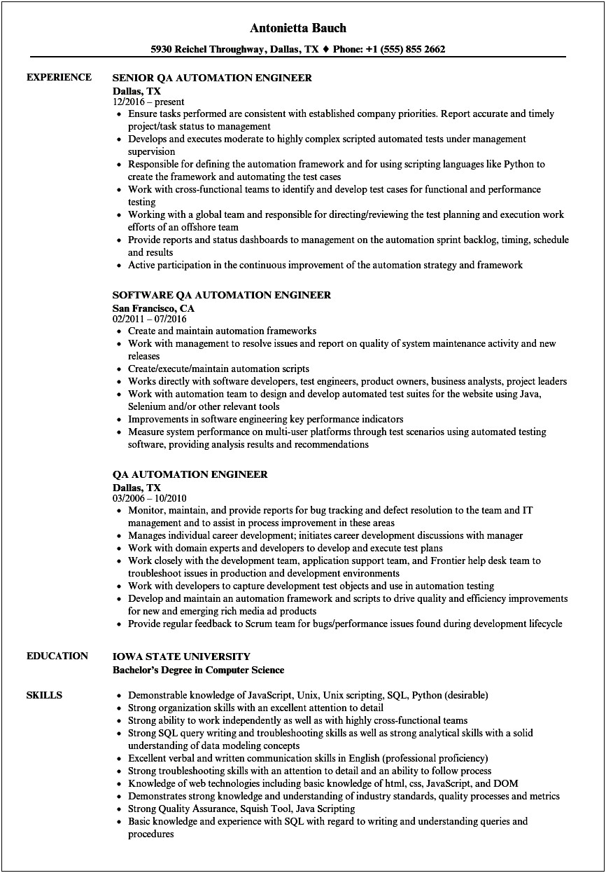 Sample Resume With Comp Ia Credentials