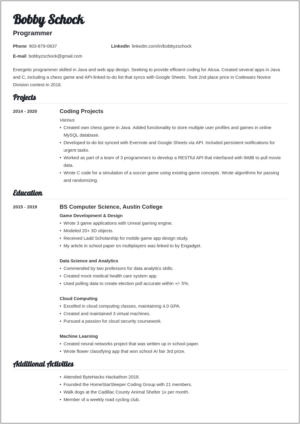 Sample Resume With No Prior Work Experience