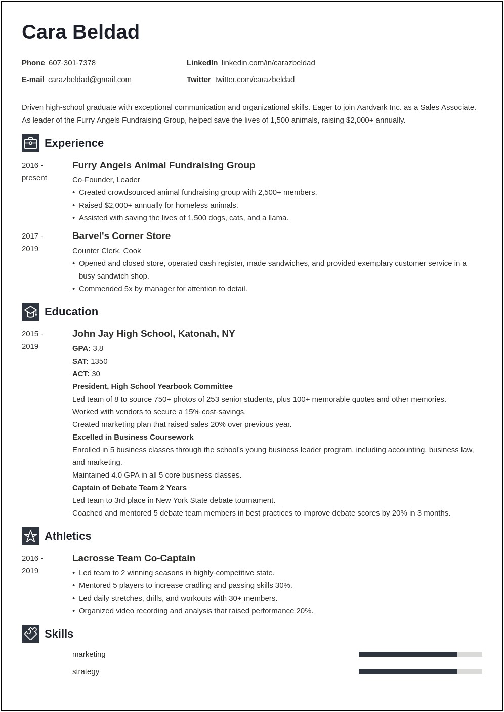 Sample Resume With No Work Experience College Graduate