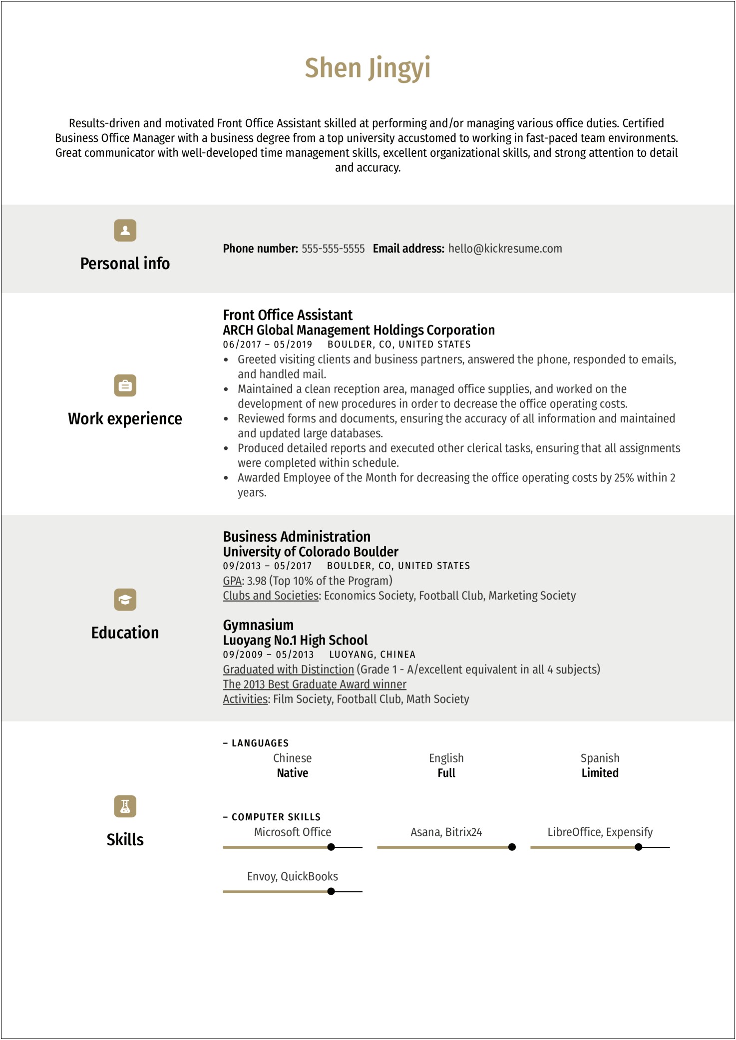Sample Resumes For Administrative Assistants Receptionist