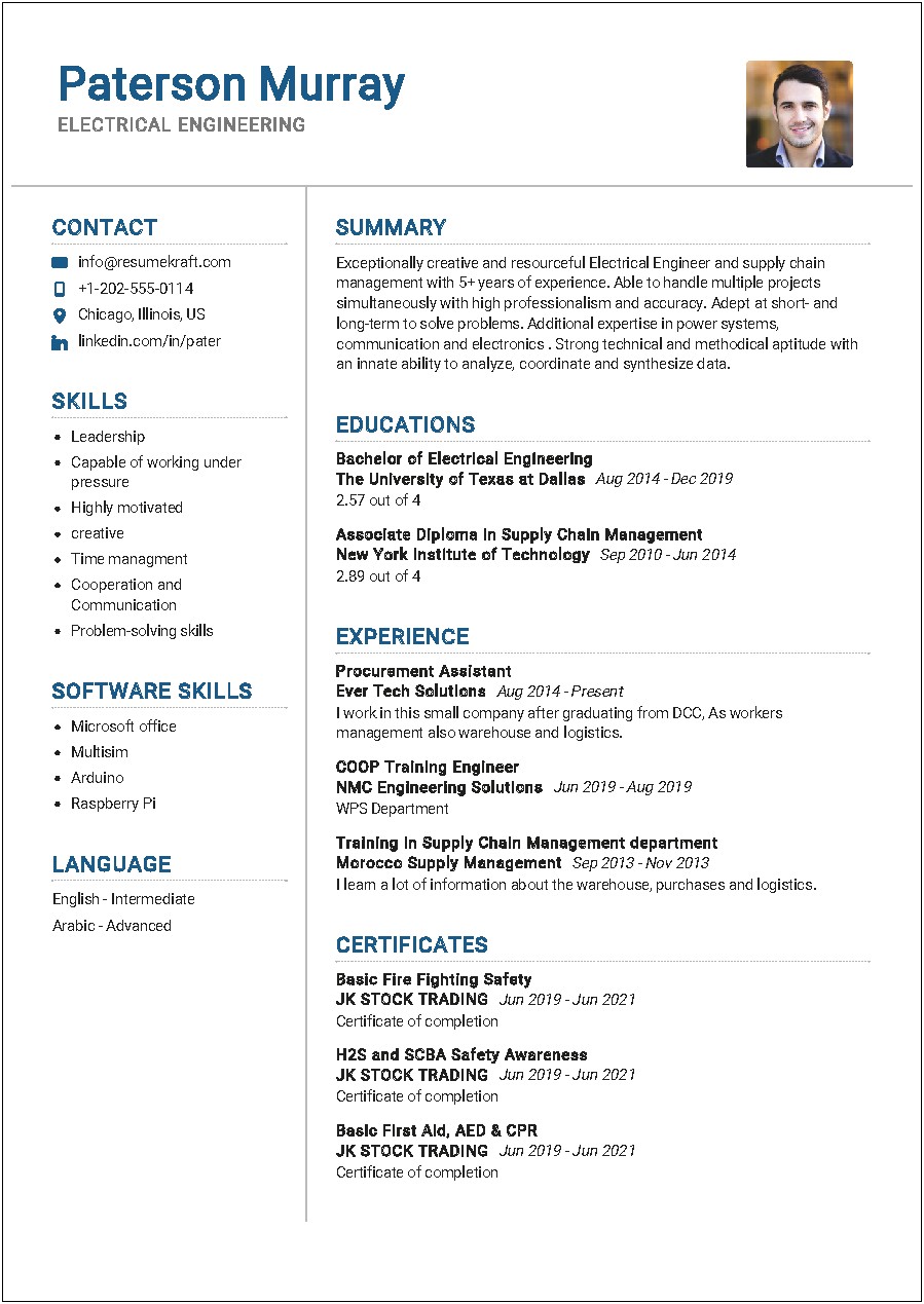 Sample Resumes For Electrical Engineers Freshers Students