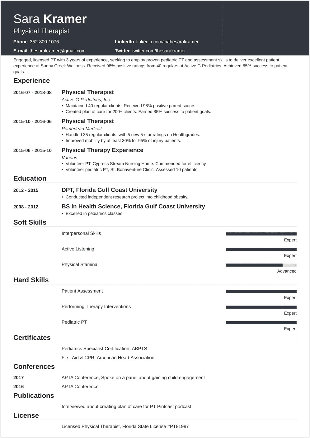Sample Resumes For Physical Therapist Assistant Student