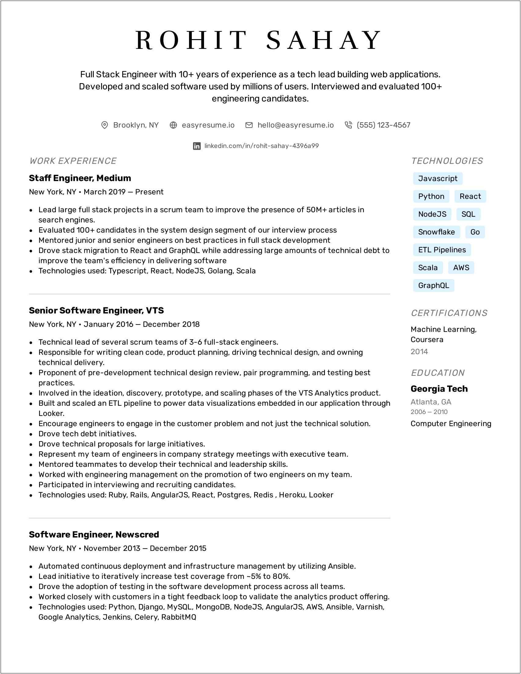 Sample Resumes Showing Experience With Aws