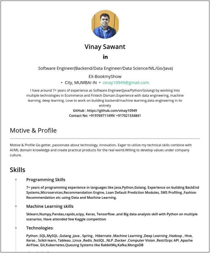 Sample Resumes Showing Experience With Mongodb