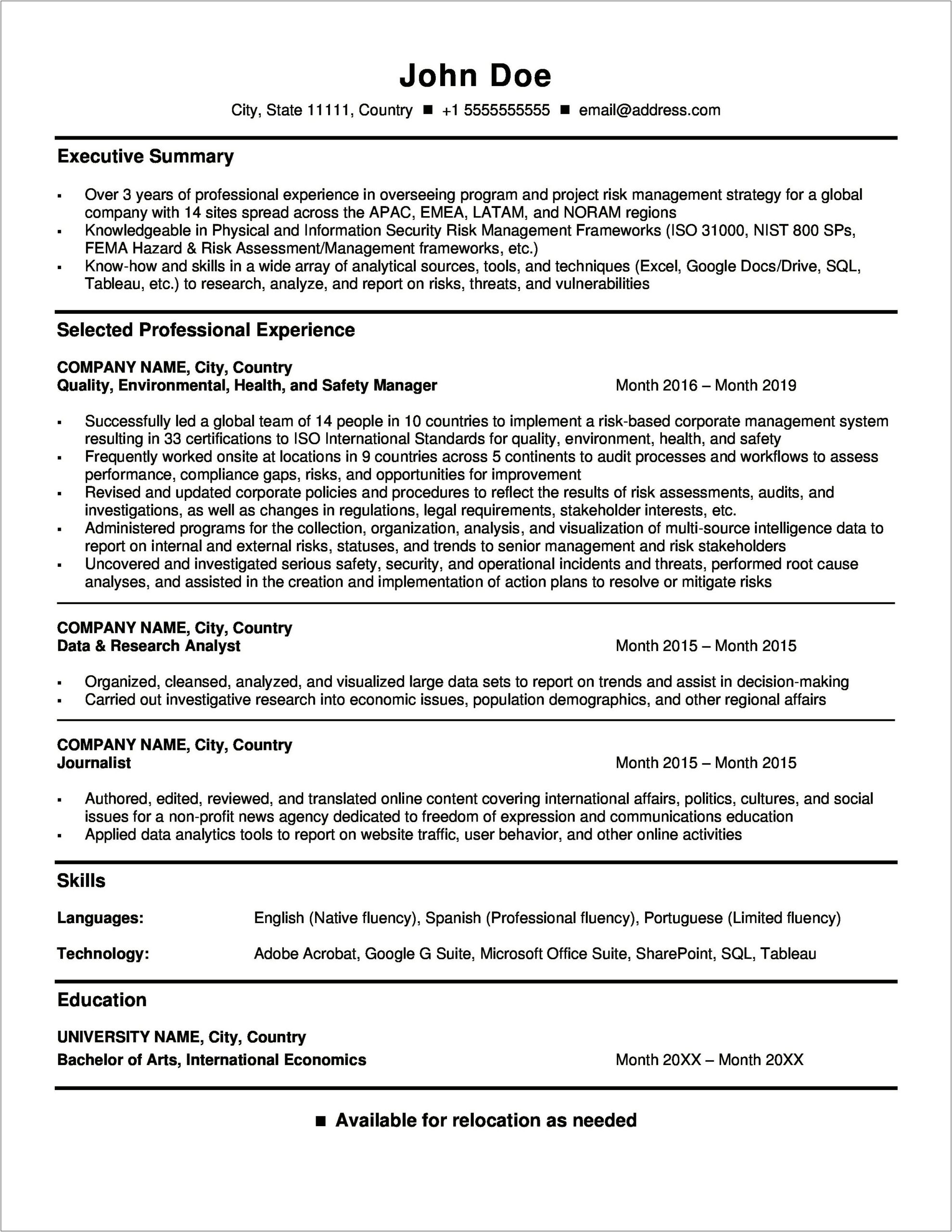Sample Resumes With Employment Gaps From Travel