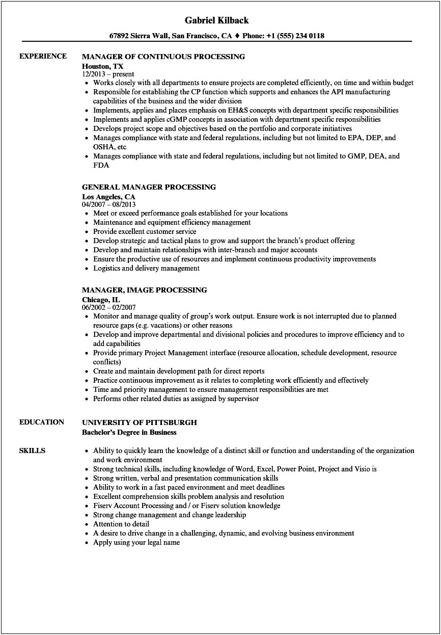 Sample Sterile Processing Supervisor Resume Examples