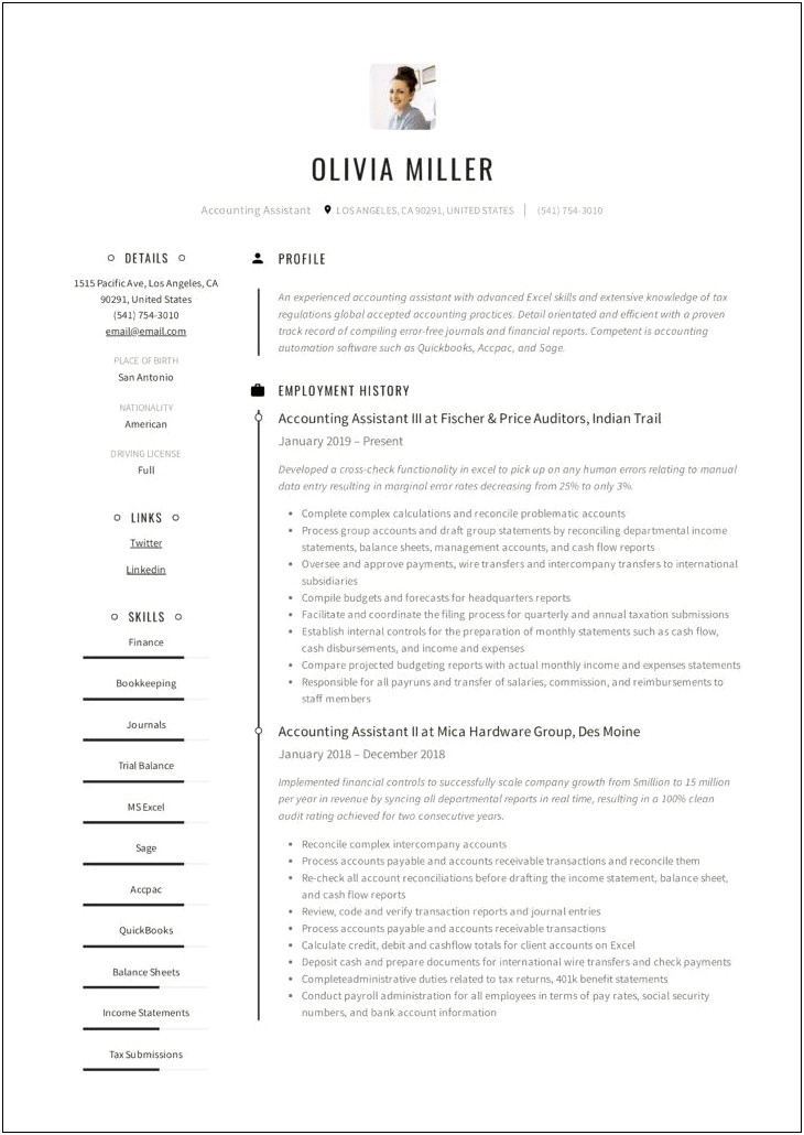 Sample Summary For Resume In Accounting