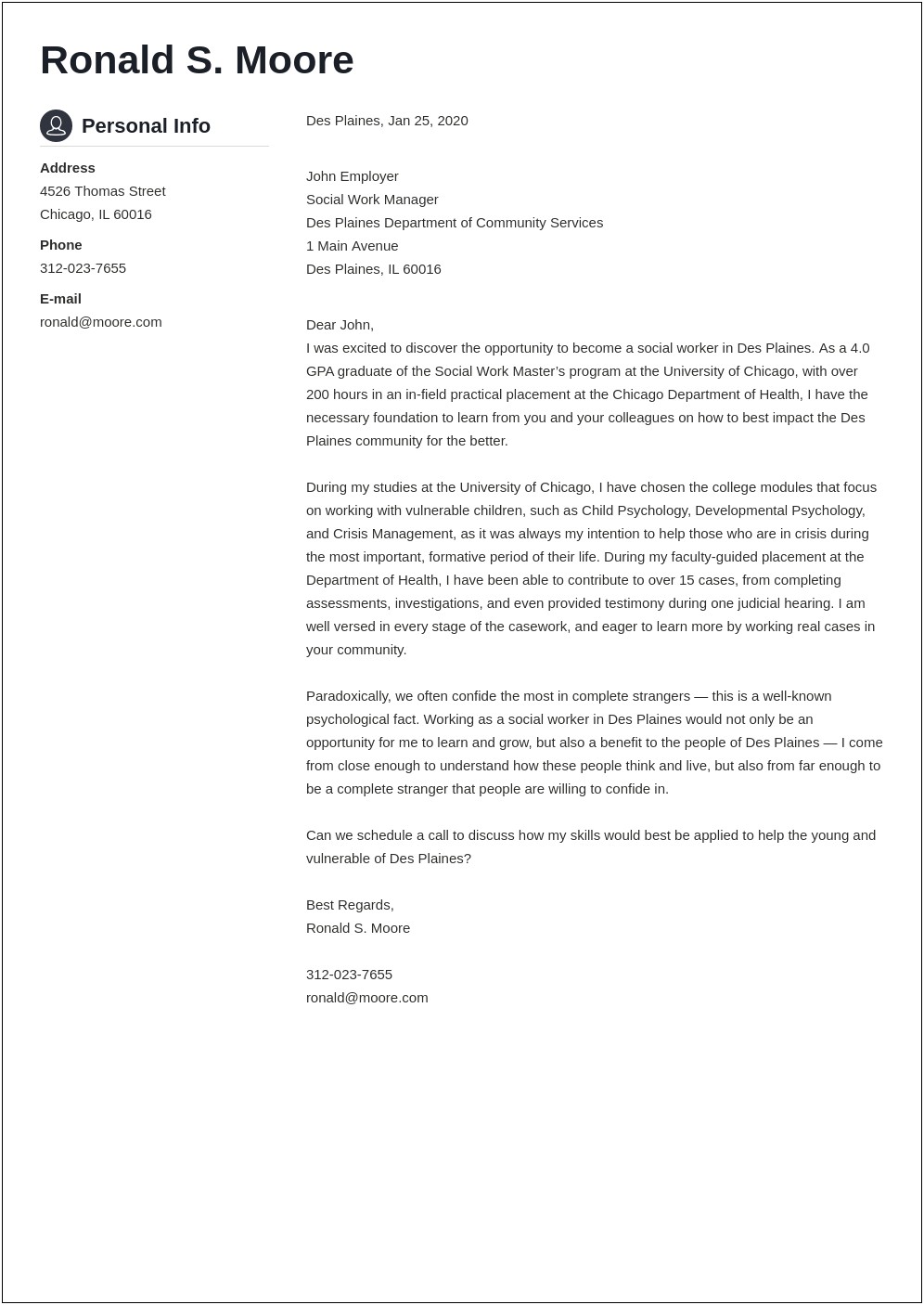 Sample Va Social Worker Cover Letter For Resume