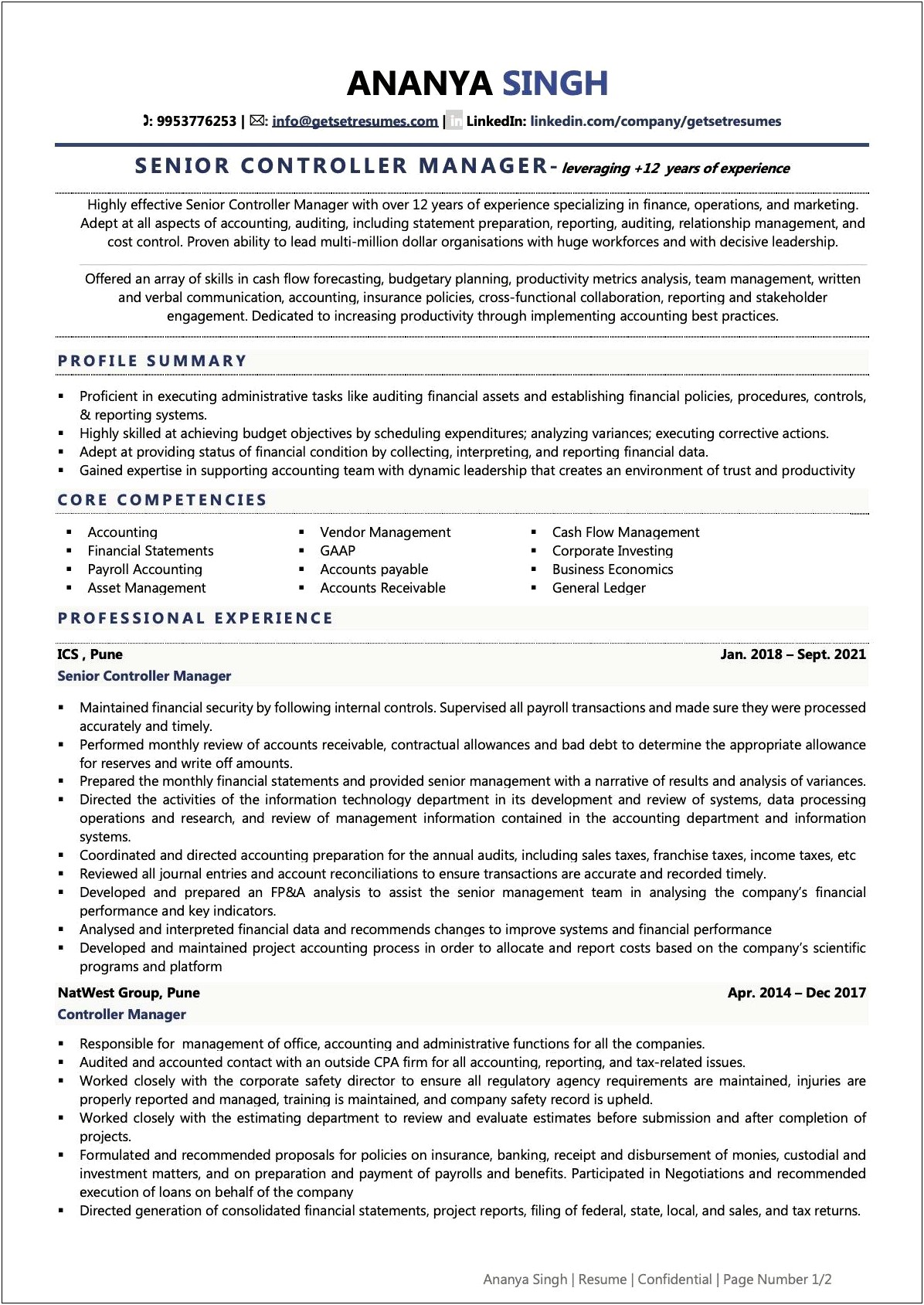 Samples Of A Combination Resume For Management 2018