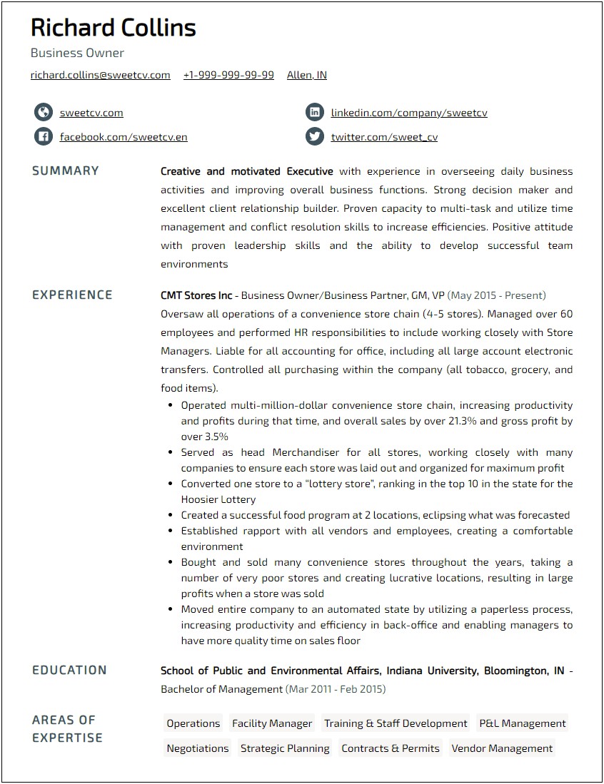 Samples Of Executive Summary For Resume