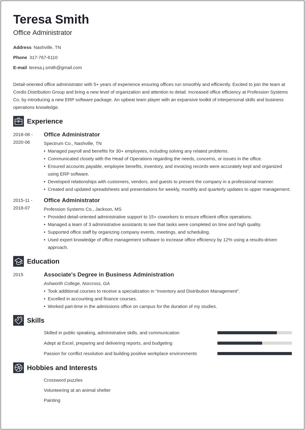 School Administrator Resume And Cover Letter