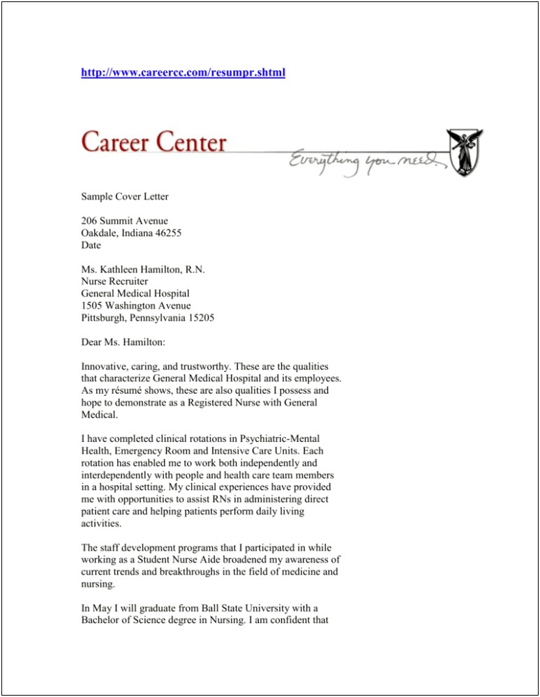 School Health Nurse Resume Cover Letter