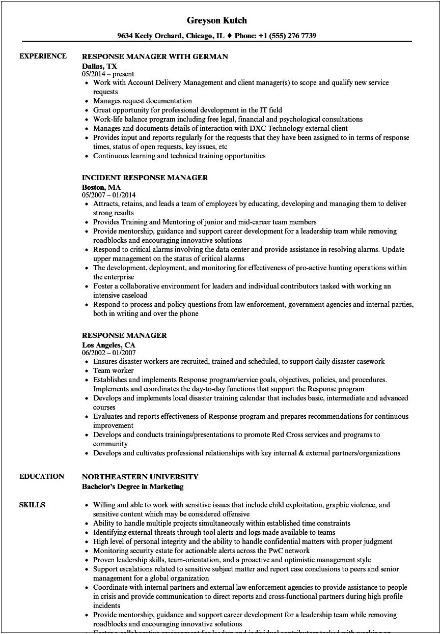 Selected To Handle Extreme Crisis Clients Resume Example