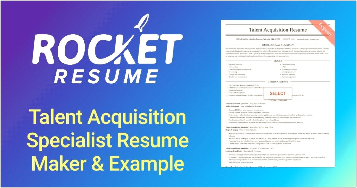 Senior Talent Acquisition Specialist Resume Sample
