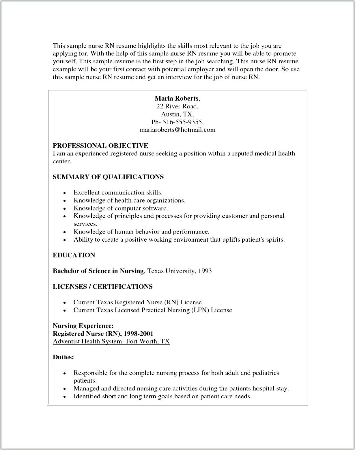 Short And Long Term Objective On Nursing Resume