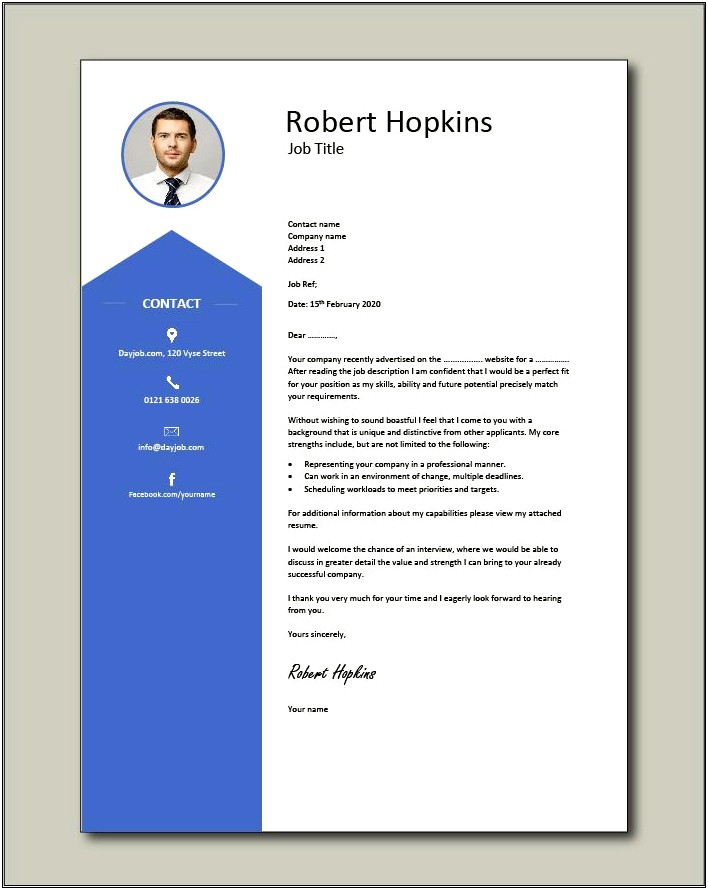 Short And Simple Resume Cover Letter