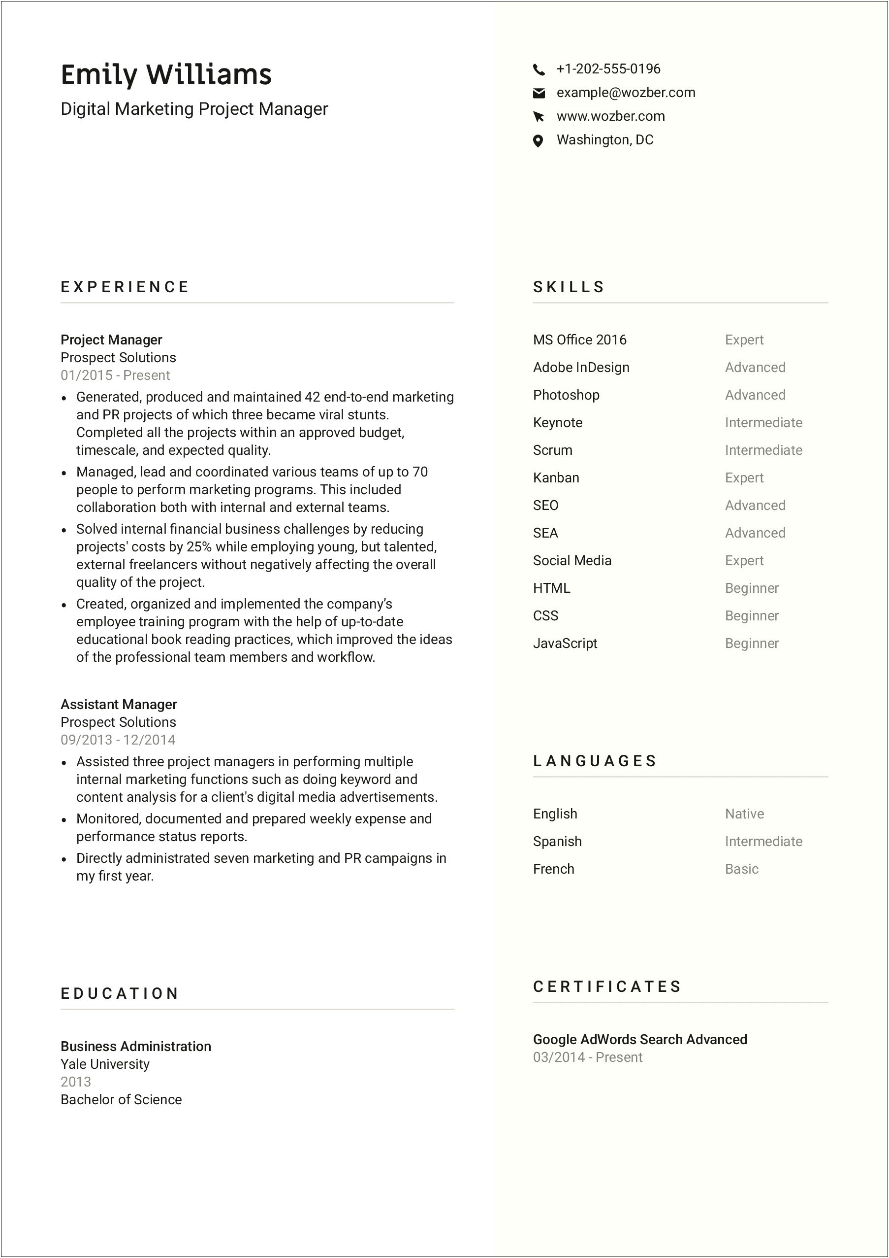 Show Me A Sample Of A Simple Resume