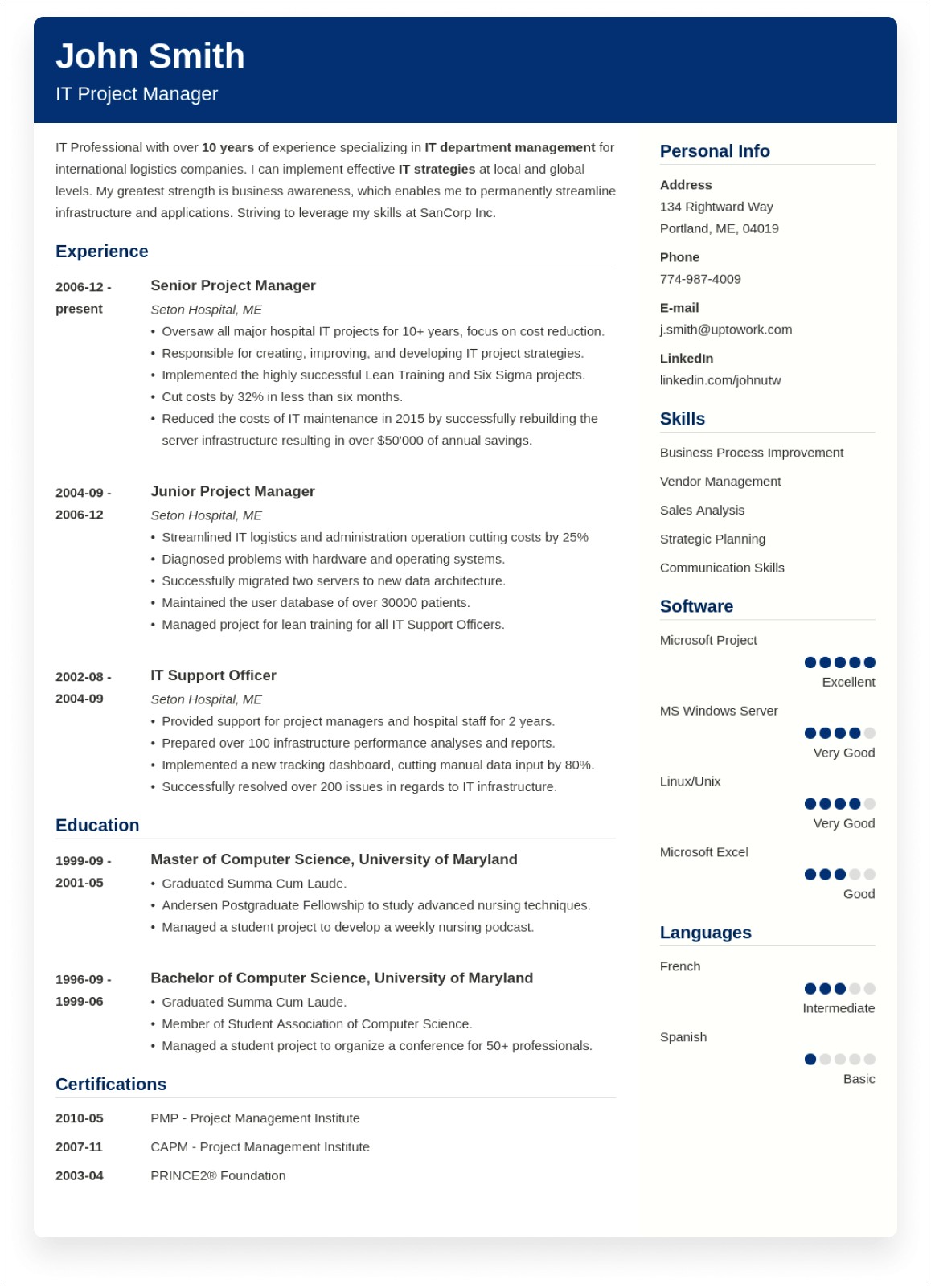 Show Me Example Of Good Resume
