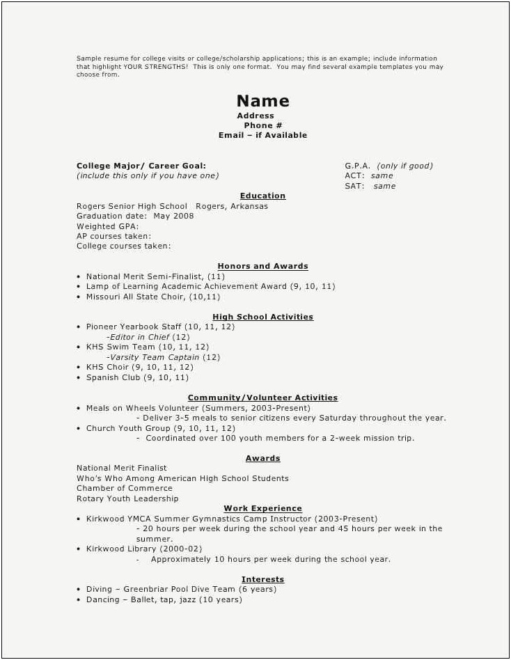 Simple Acheivements Examples For College Students Resume