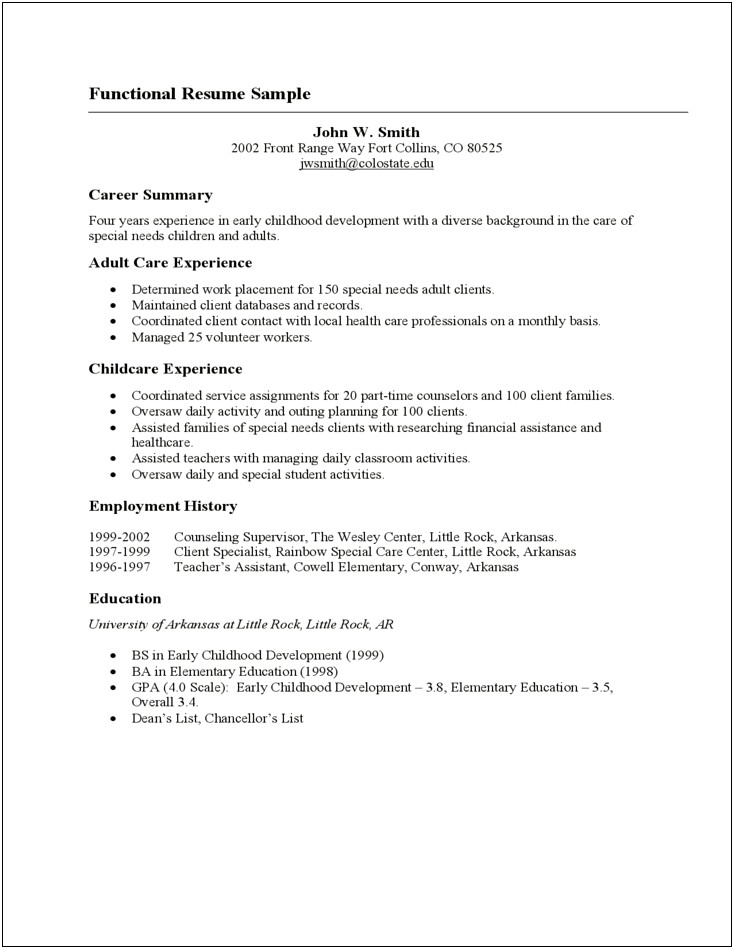 Simple Easy Resume For Chidcare Worker