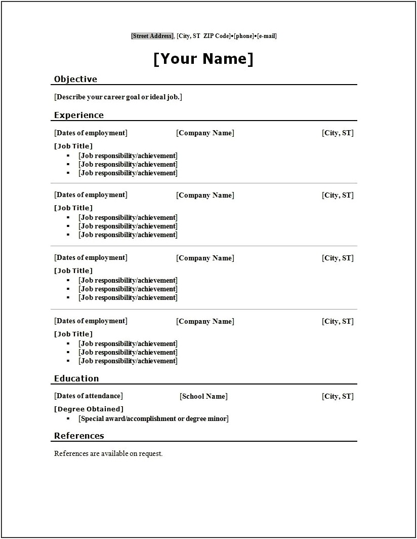 Simple Resume Format Download In Ms Word 2007