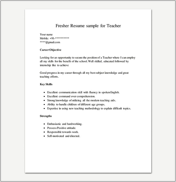 Simple Resume Format Freshers Free Download
