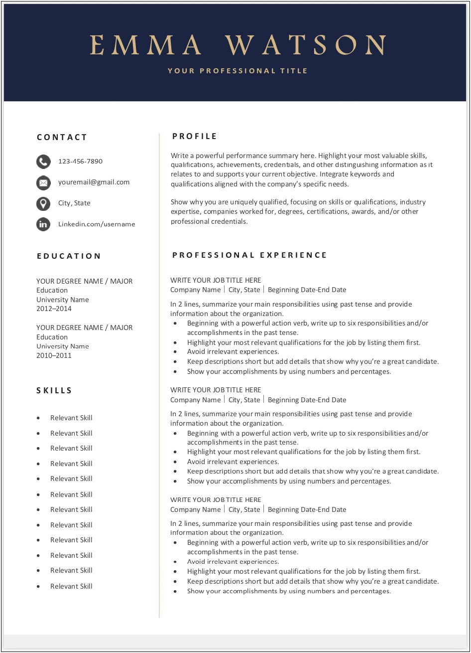 Simple Resume Template For Students Free Download