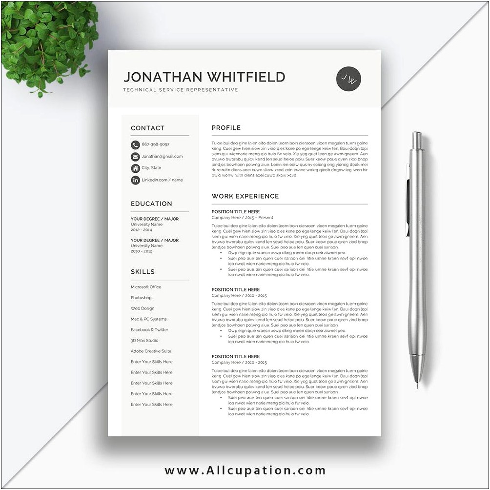 Simple Resume Template With Cover Letter