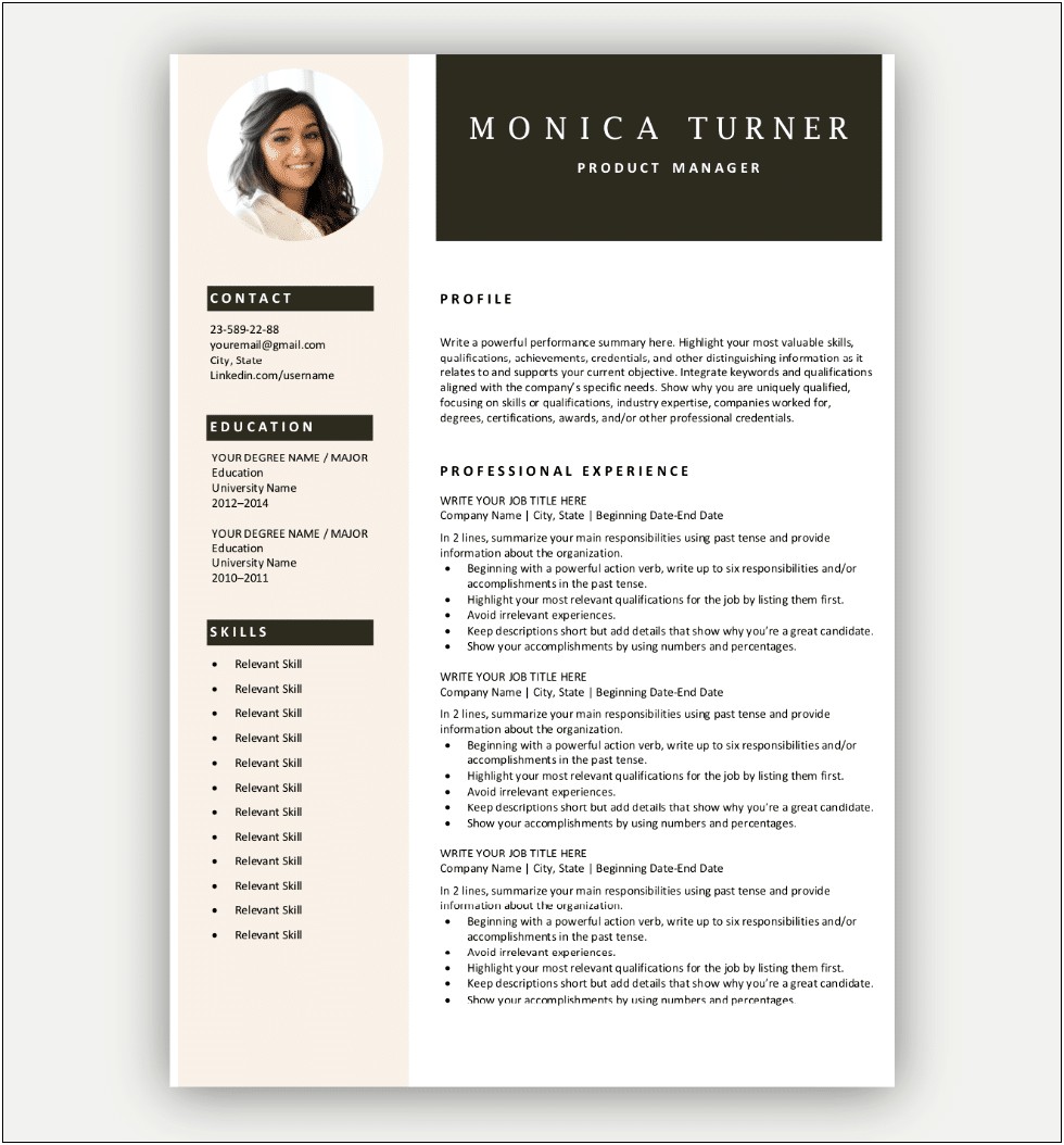 Simple Resume Templates For Freshers Free Download