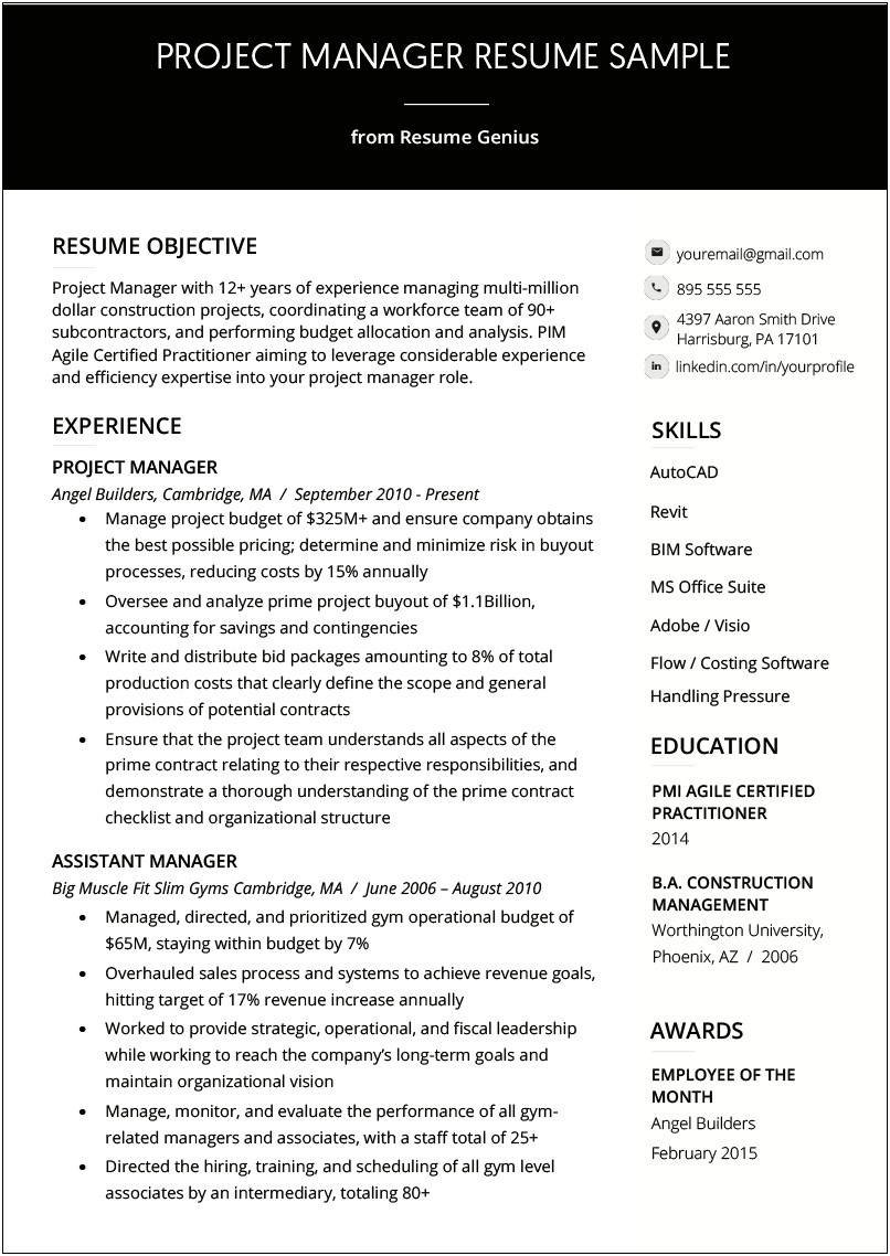 Skill Of Project Manager To List On Resume