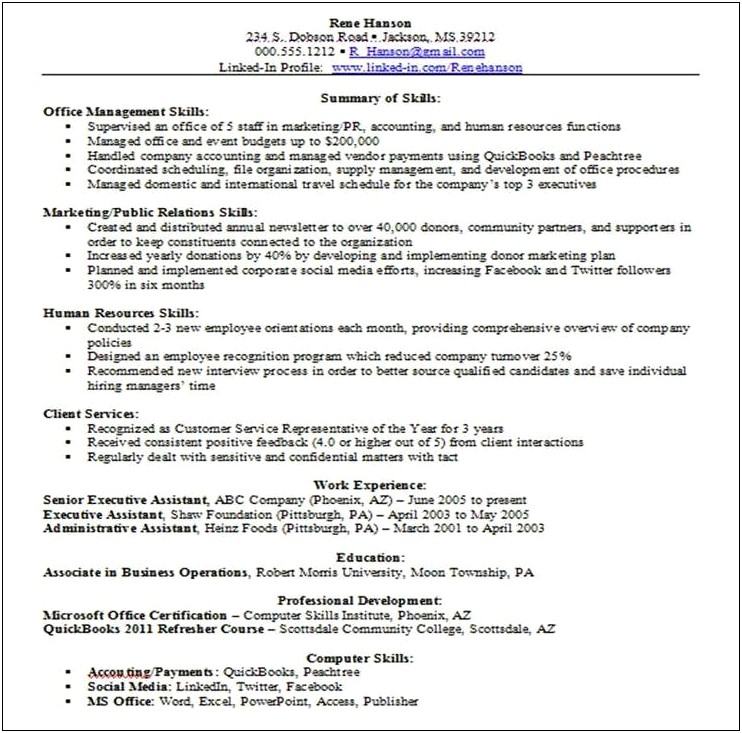 Skill Section On Top Of Resume