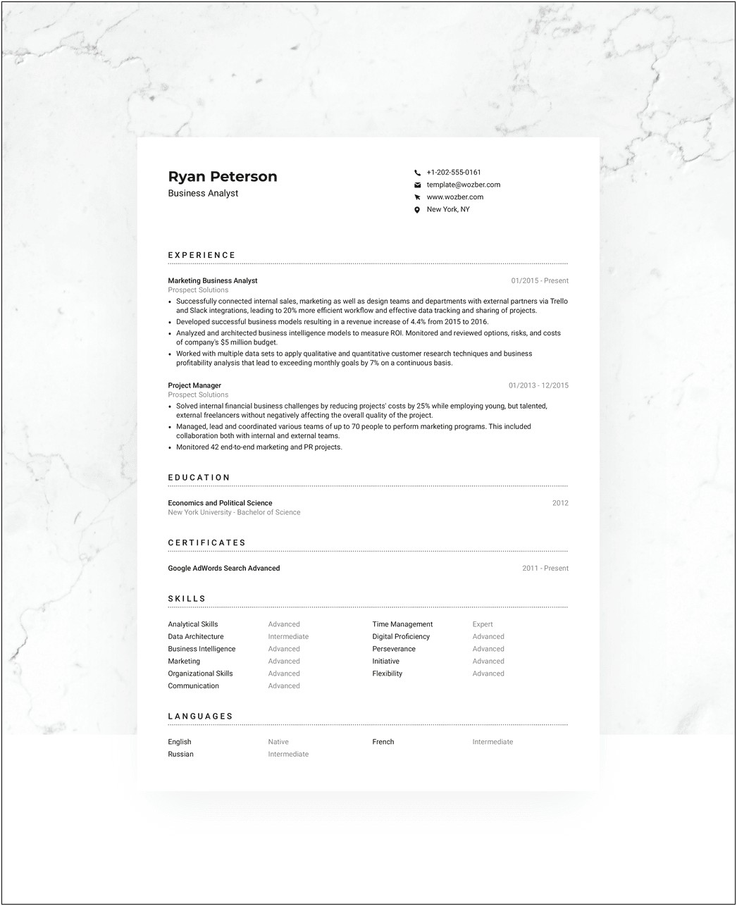 Skill Set Resume Template Scant Work History