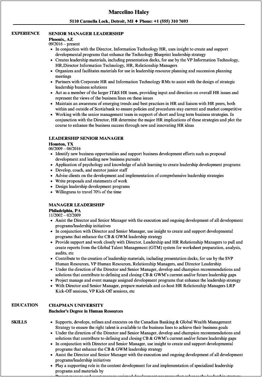 Skills And Abilities For Leadership Resume