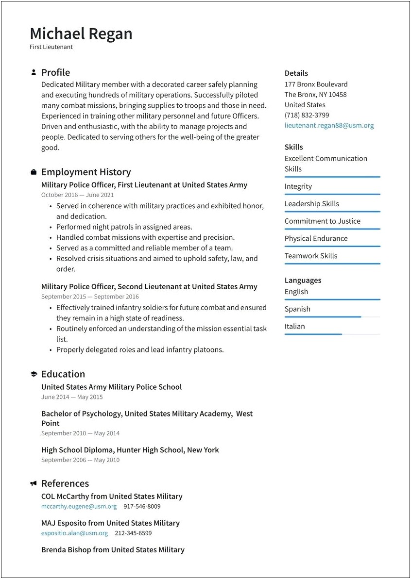 Skills And Abilities For Military Resume